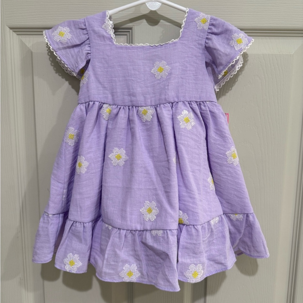 Rare Editions Lavender Daisy Kids Dress
